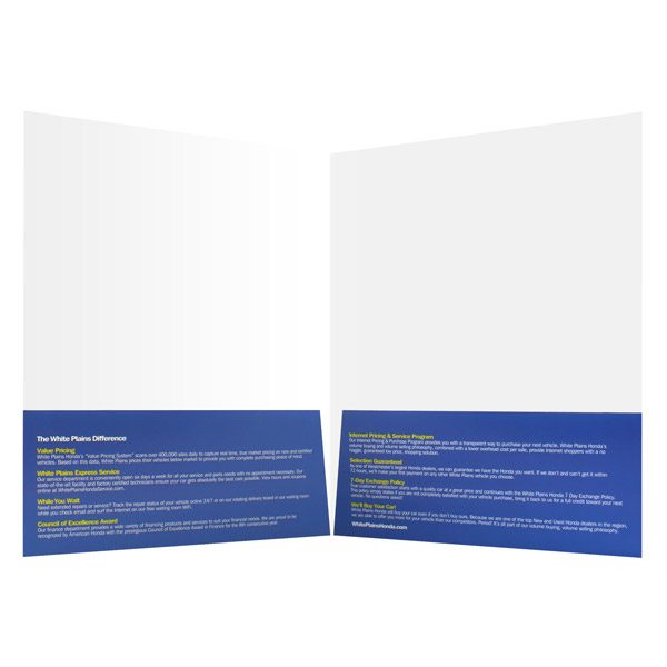 Vehicle Document Folder for White Plains Honda (Inside View)